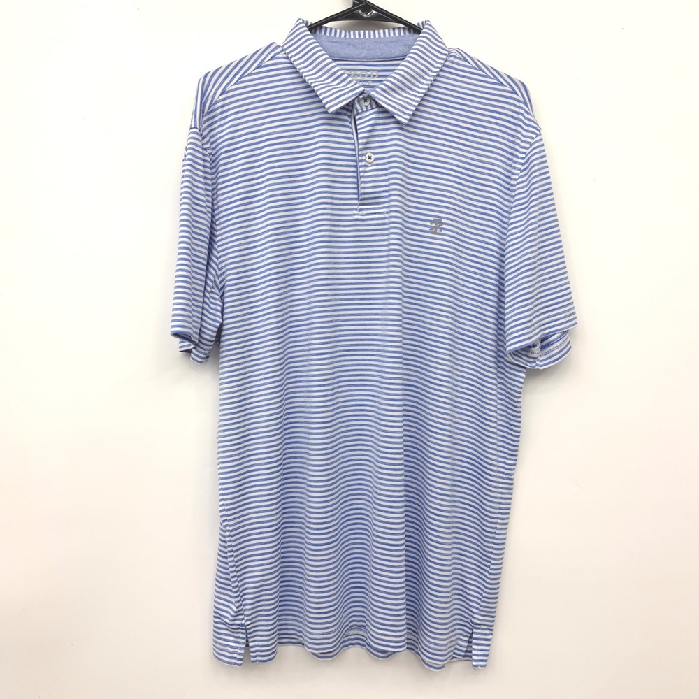 IZOD Golf Striped Performance Polo Shirt Mens Large‎ Blue